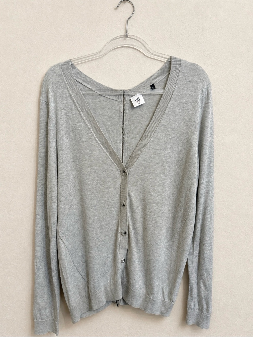 CAbi Light Gray V-Neck Cardigan